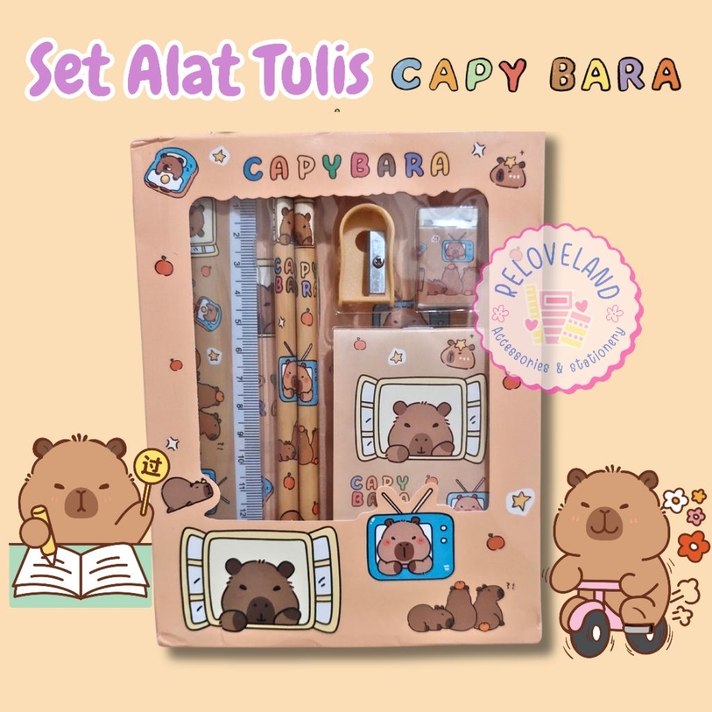 

pensil set capybara | capybara stationery | alat tulis capybara | gift box capybara
