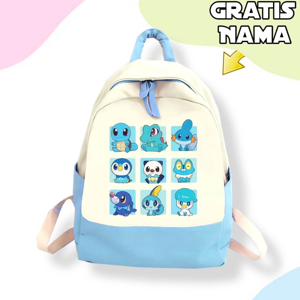 Tas Ransel Anak Anime Pokemon Froakie Terbaru / Tas Backpack Anak Sd/Tk Pokemon Froakie Gratis Nama