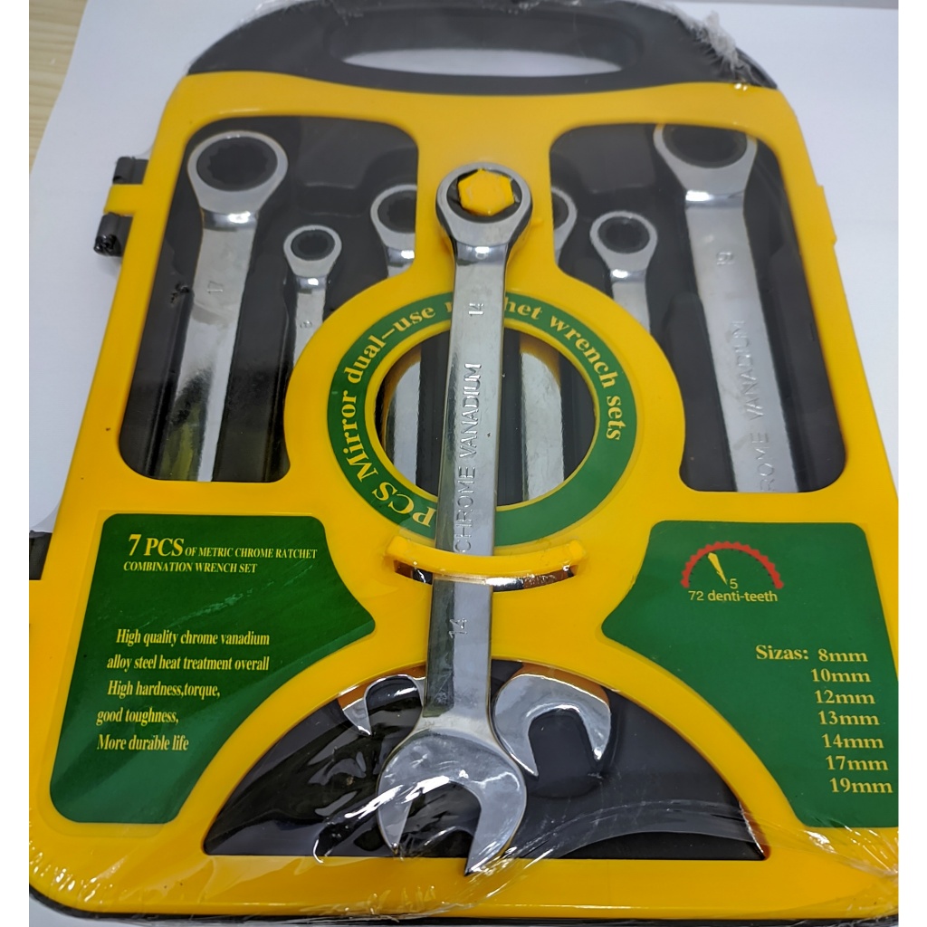 Kunci Ring Pas Set 7pcs Kunci Ring 8-19mm  Chrome Vanadium Wrench