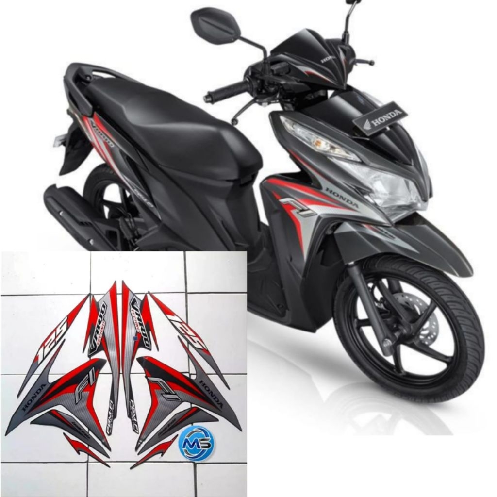 Stiker Striping Lis Body Motor Vario Techno 125 2014 Hitam