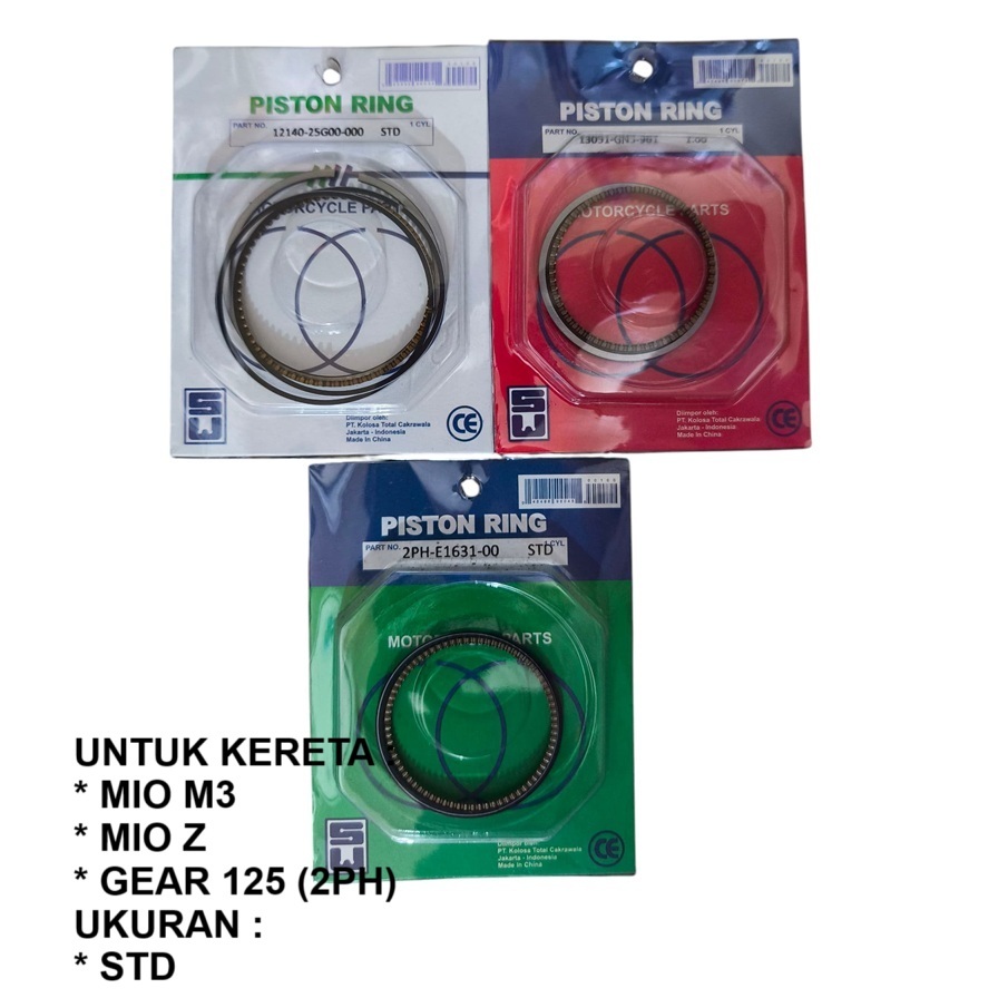 ( GRADE A+ ) RING PISTON RING SEHER STANDART MIO M3 MIO Z GEAR 125- MEREK SW