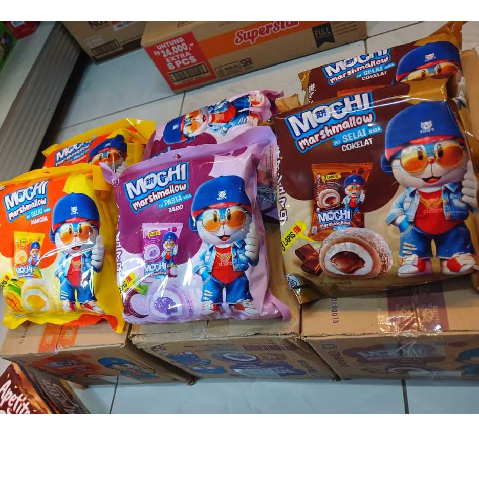 

Mochi Marshmallow Taro Pasta Super Lezat 1 Dus Isi 6 Pak/8 Pcs