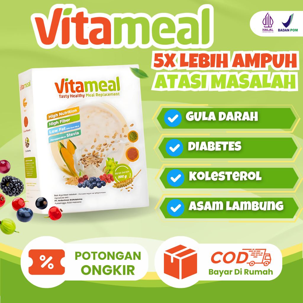 

men Vitameal Obat Gula Diabetes Dan Kolesterol Susu Vitamale Sereal Makanan Diet 1 Box