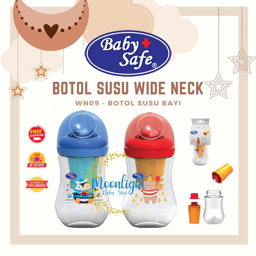 Baby Safe WN09 Botol susu wide neck 260ml Milk Container | Botol Susu Bayi + Tempat Susu