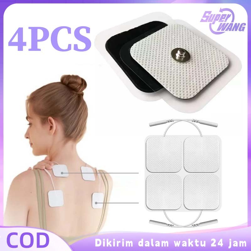 4pcs Pad Tens Kancing Electrode Pads 5*5cm Pad Elektroda Tens Pads Electrode EMS Bantalan Elektroda