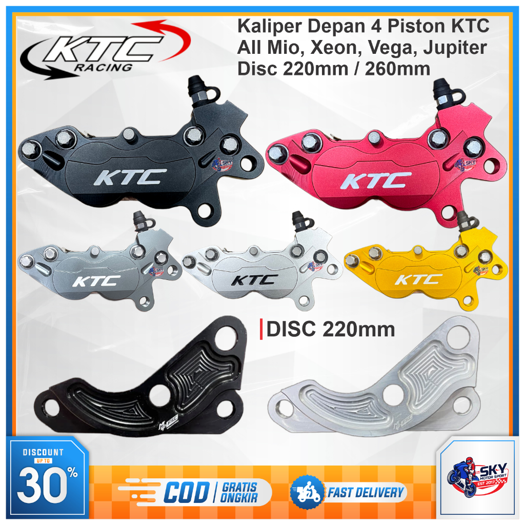 Kaliper Depan KTC Disc 220mm Mio Soul Smile J Z M3 Xeon Jupiter Vega 4 Piston