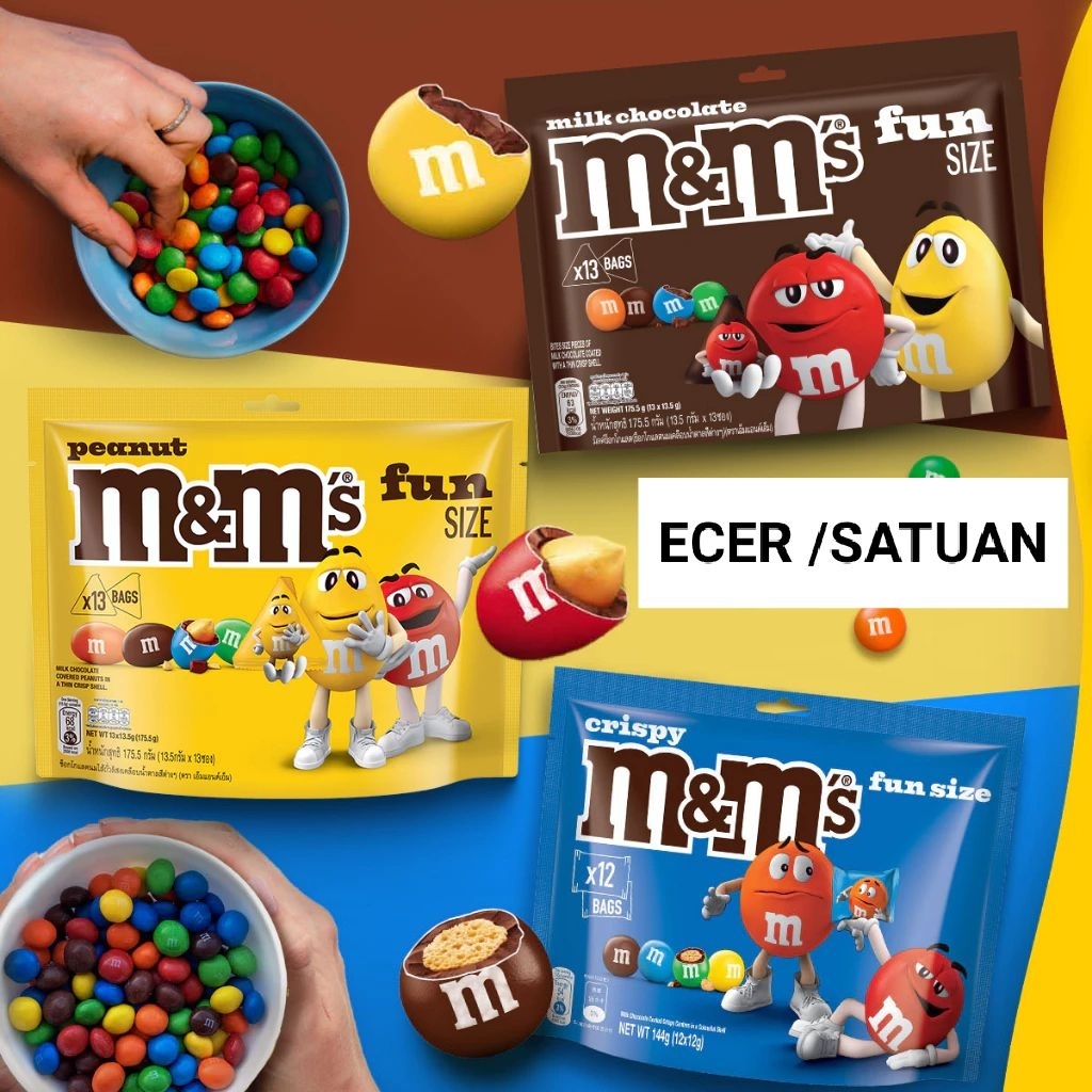 

M&M Milk Chocolate Fun Size Peanut Crispy ECER satuan