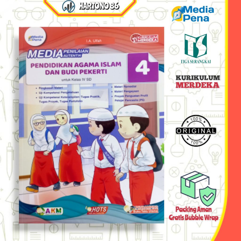 Buku Media penilaian Autentik pendidikan Agama Islam PAI kelas 4 SD/MI kurikulum merdeka Media pena 