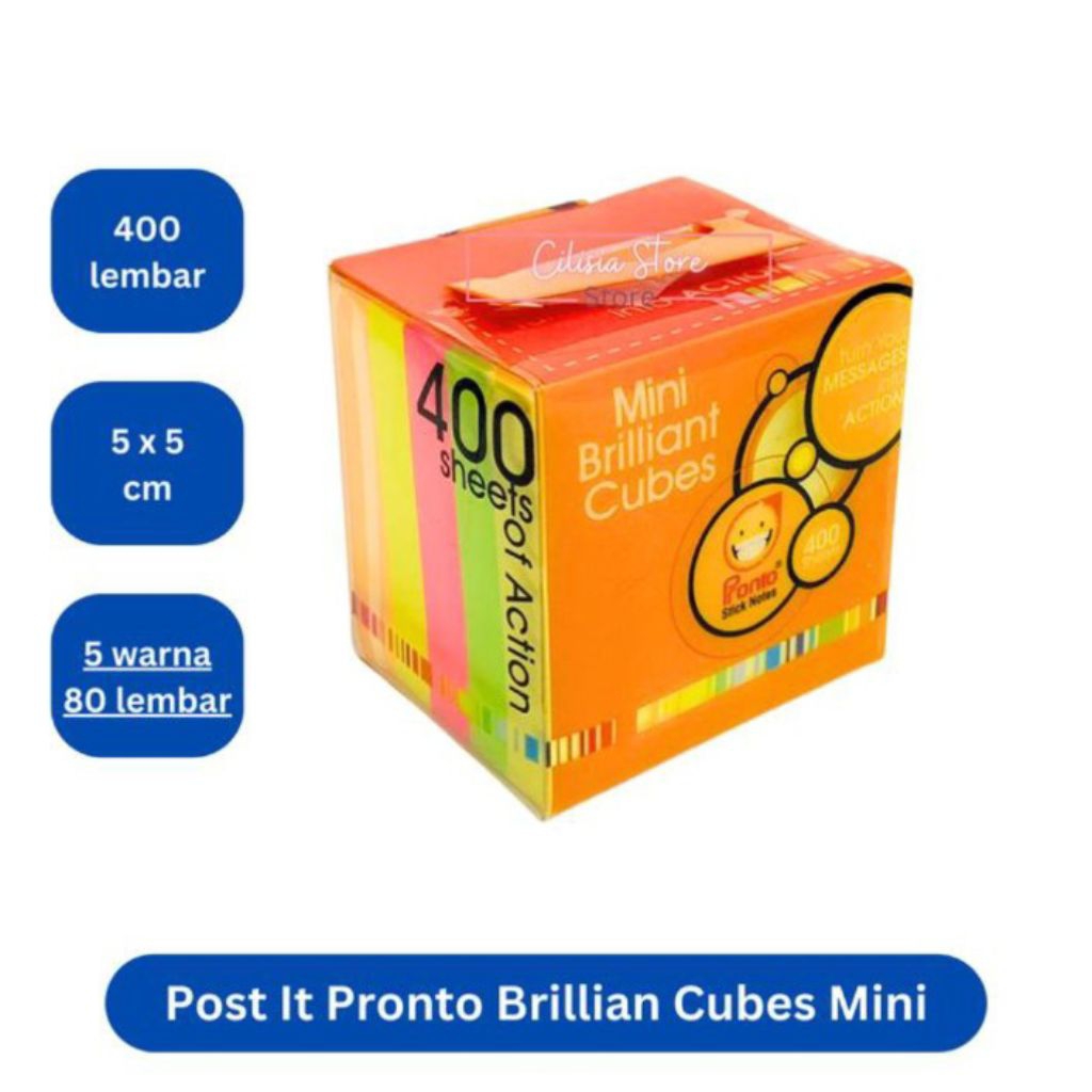 

Memo Sticky Note Pronto Brilliant Cubes Pronto Mini 50x50 mm 5 Warna
