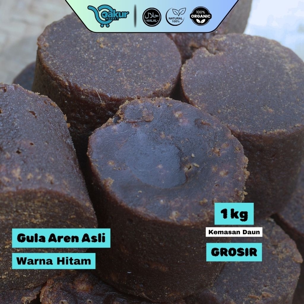 

[GROSIR] 1 Kg Gula Aren Asli Nira Kawung/Enau Wangi & Legit Bungkus DAUN Warna HITAM Sehat Tanpa Campuran Bahan Kimia