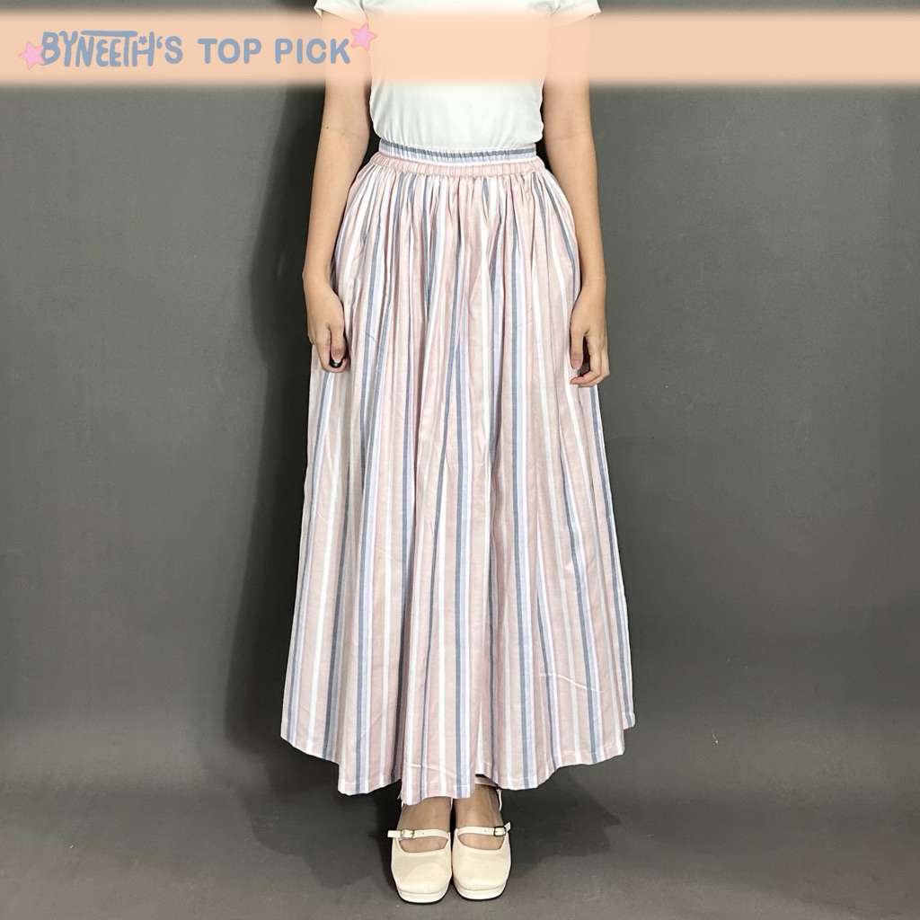 ByNeeth Linea Skirt - Stripes Skirt - Rok Motif Garis - Rok Katun