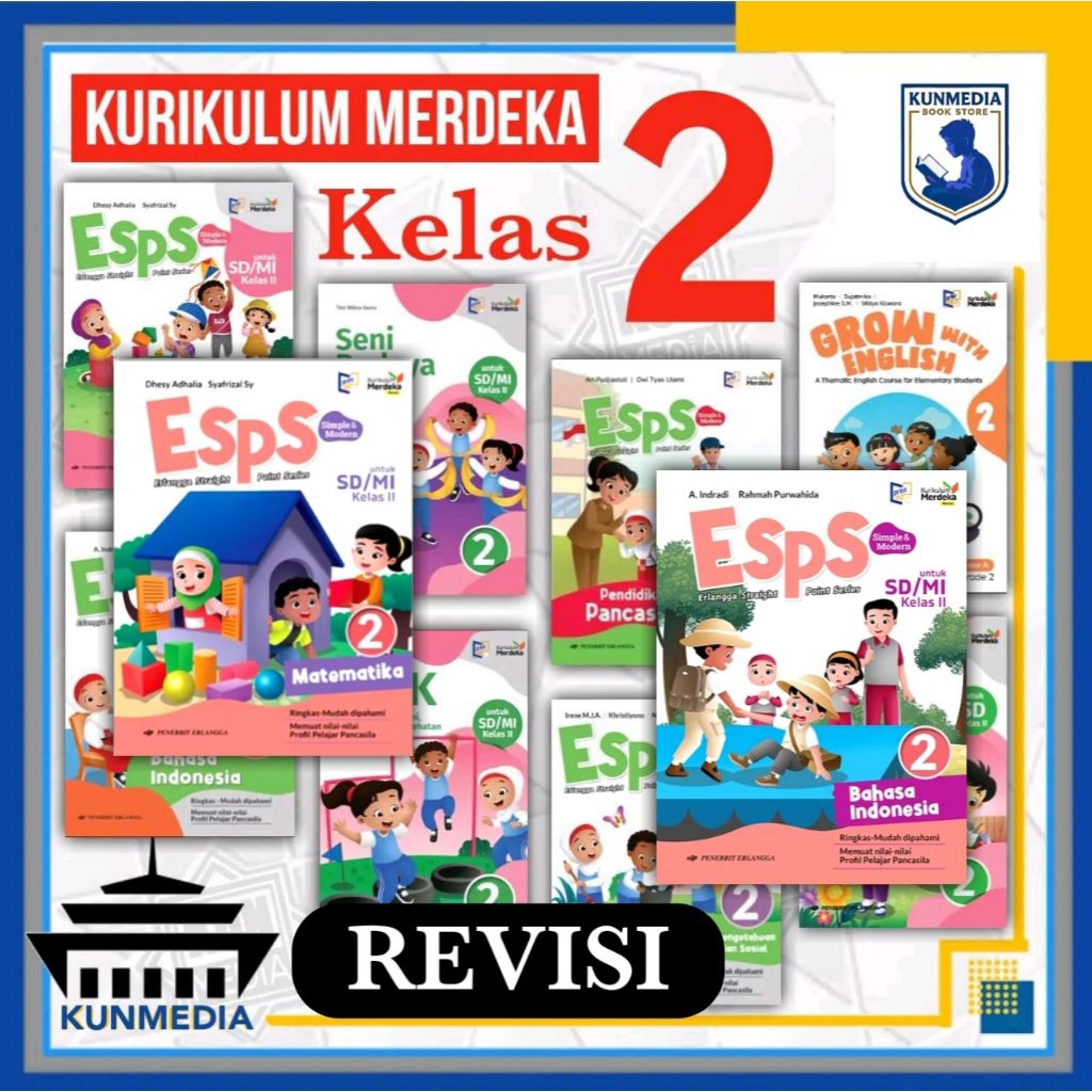 ORIGINAL BUKU PAKET REVISI KELAS 2 SD KURIKULUM MERDEKA ERLANGGA VKM ESPS MATEMATIKA IPAS INDONESIA 