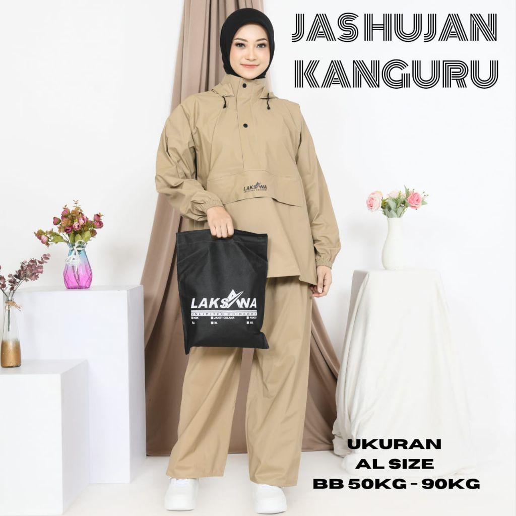 JAS HUJAN KANGURU FULL PRESS BAHAN PVC TEBAL JAS HUJAN SETELAN PRIA WANITA DEWASA MODEL JAKET HODIE