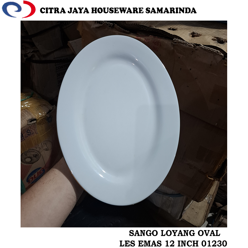 Piring Oval / Loyang Oval Keramik Les Emas 12 Inch Sango 01230 (Per 1 Pcs)