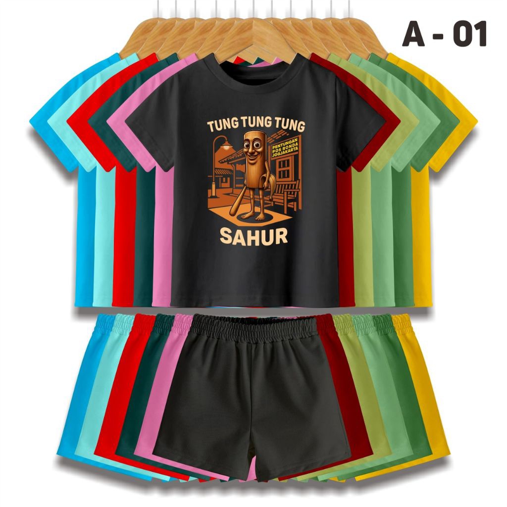 Souvenir Capung Kaos Anak Anomali Brainrot jogja Tung tung tung Sahur baju setalan anomali