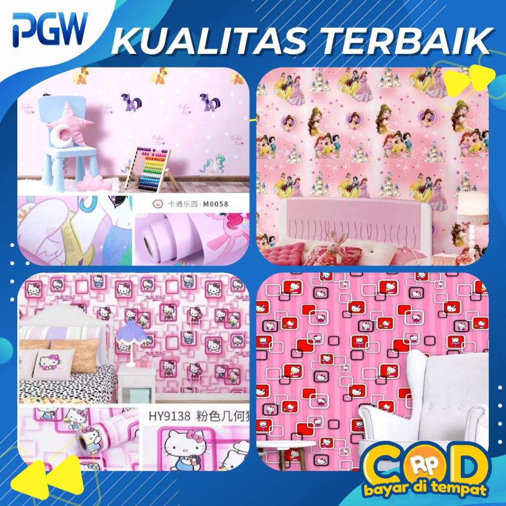 Wallpaper Dinding Motif Kitty Frozen Emboss Gelombang Alam Walpaper Dinding Ruang Tamu Kamar Anak PG