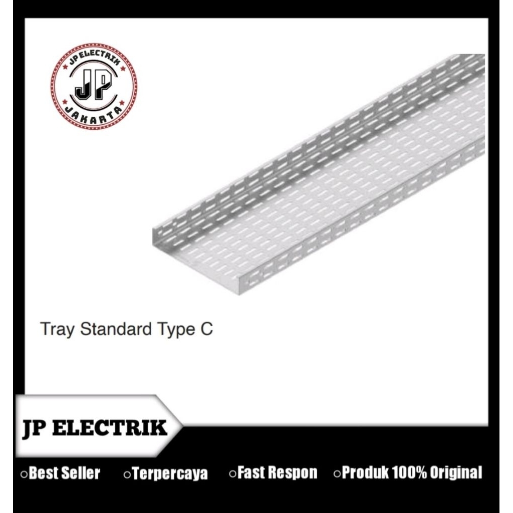 Kabel Tray C 300x100 mm Panjang 3 Meter Electro Galvanize Tebal 1.8mm