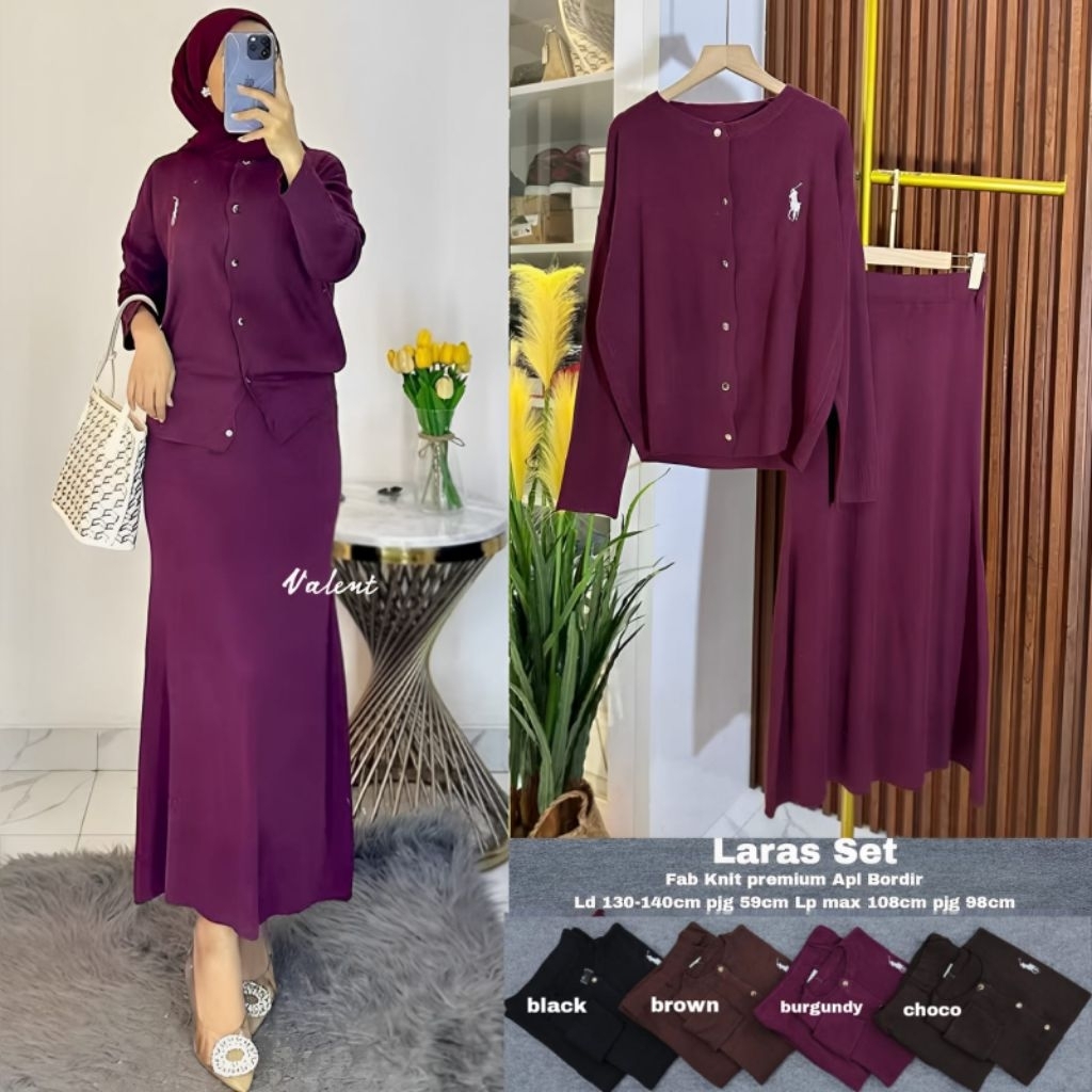LARAS SET / SETELAN ROK WANITA TERBARU / BAHAN PREMIUM / WARNA POLOS
