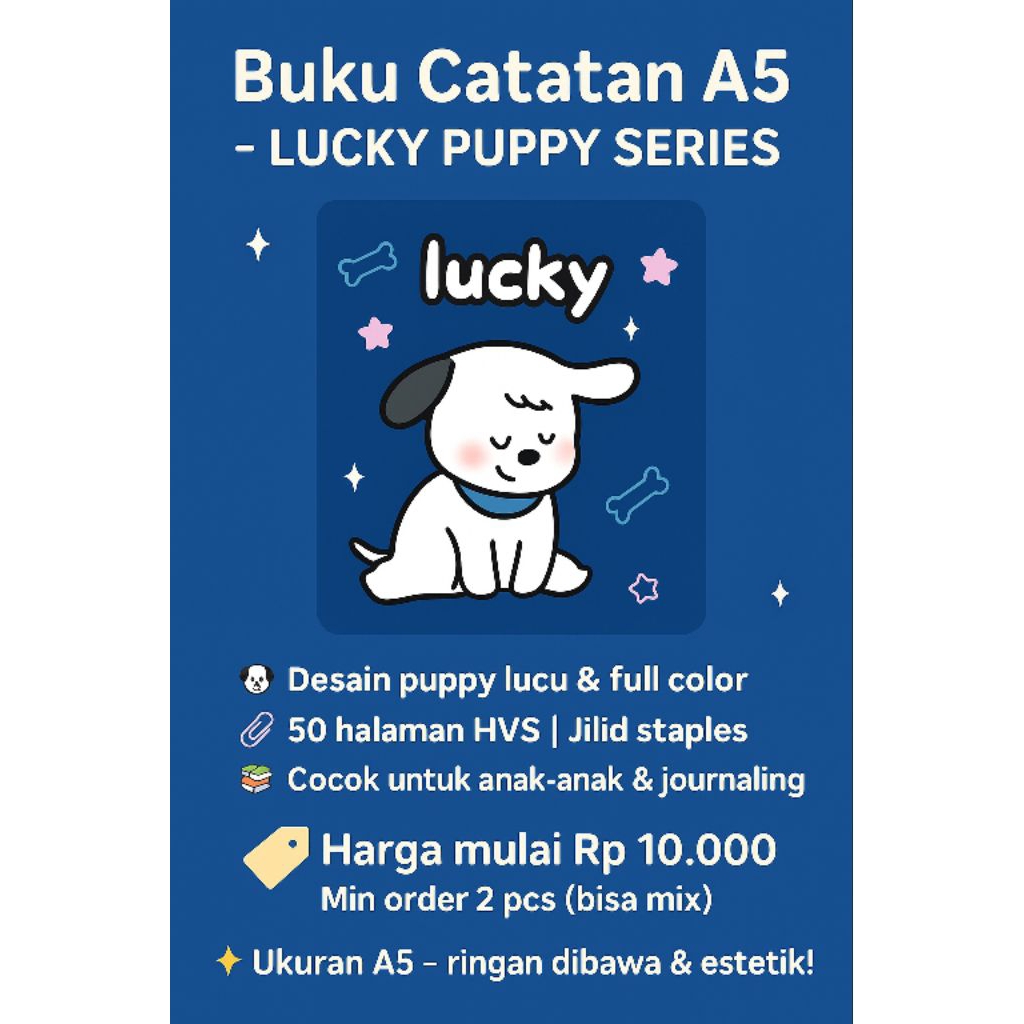 

Buku Catatan A5 – Lucky Puppy Series