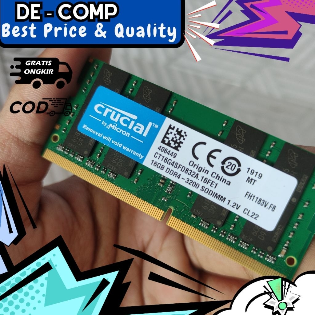 Memory RAM 16GB Laptop DDR4 3200MHz Micron