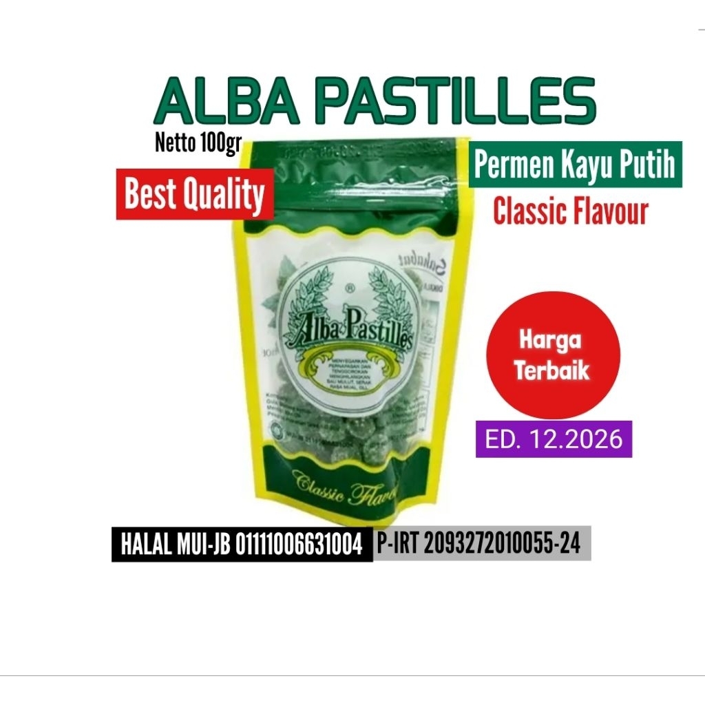 

ALBA PASTILLES Permen Kayu Putih Pelega Tenggorokan, Penghilang Bau Mulut