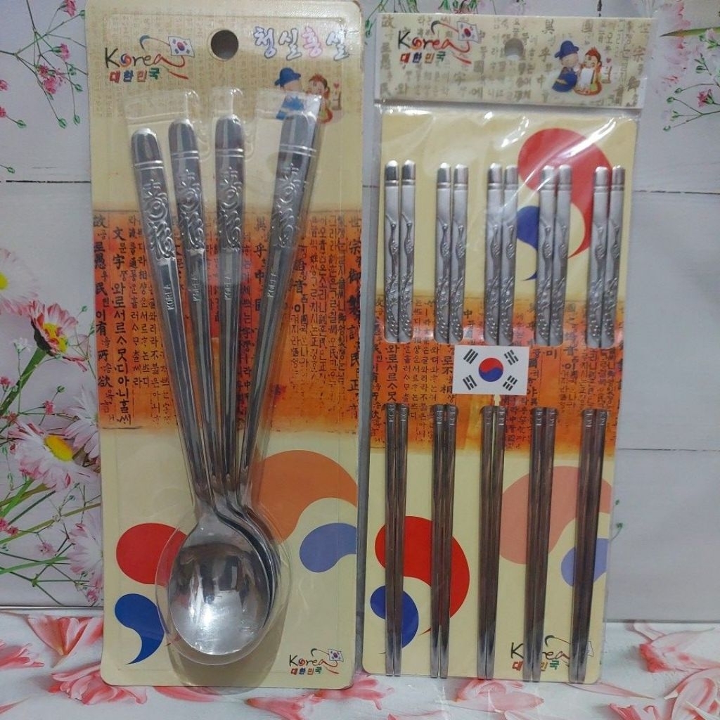 Sendok Sumpit Set Korea ORIGINAL import | Stainless Steel tebal