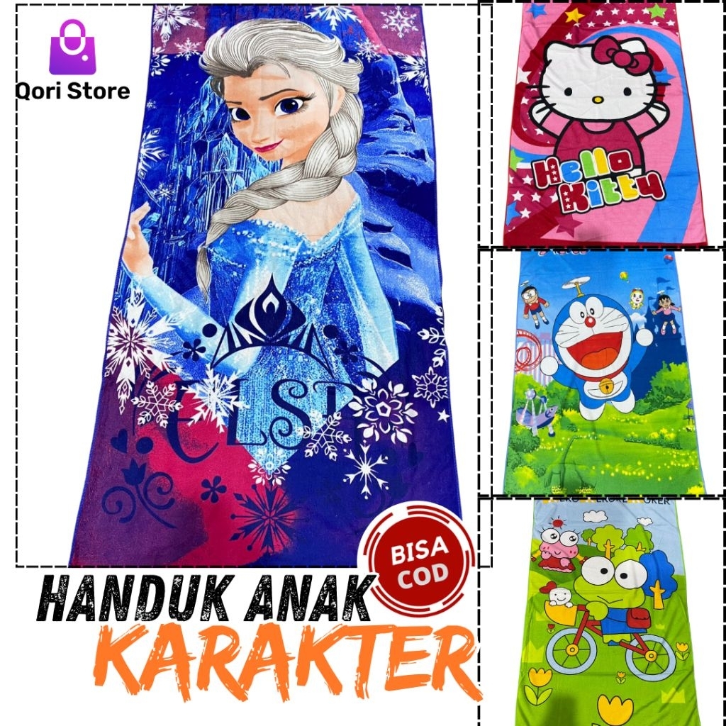 Qori Store - Aneka Handuk Karakter / Handuk Anak Karakter / Handuk Anak / Handuk Frozen