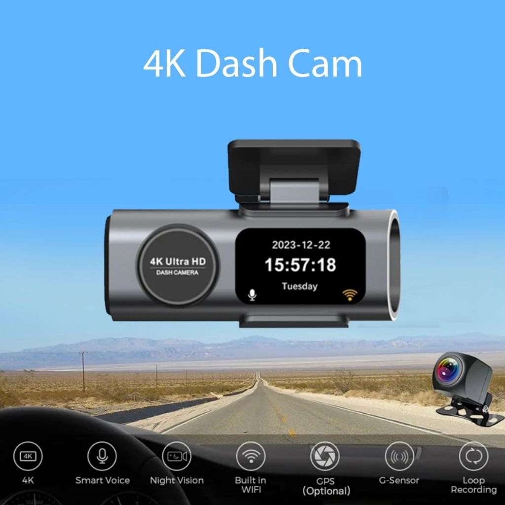 Dashcam Mobil Acroder 4K Layar
