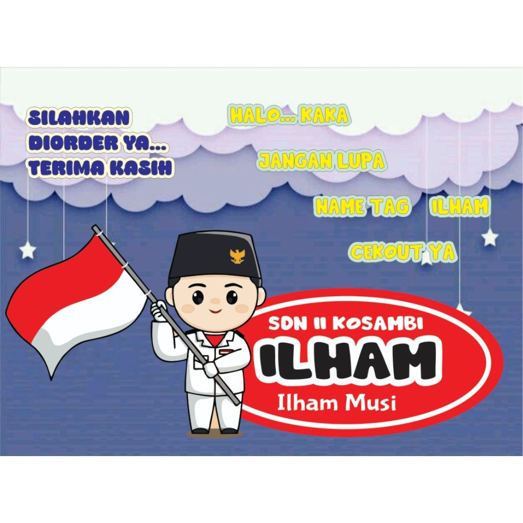 

name tag jepit baju SD/TK/PAUD