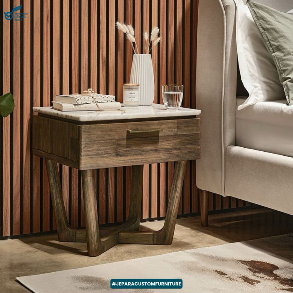 ALMARI KECIL SAMPING DIPAN KAYU JATI CUSTOM TOP MARMER