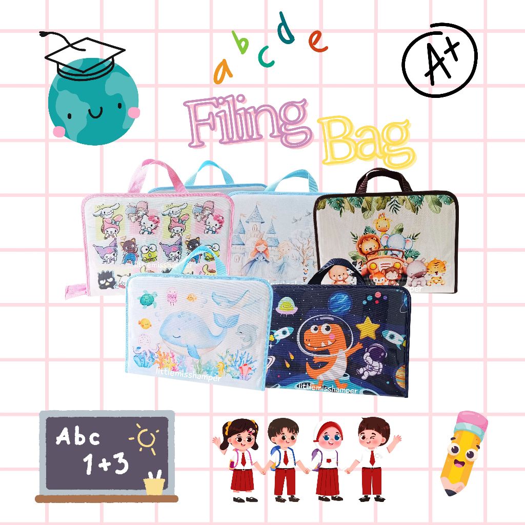 

Ready Satuan Filing Bag tas les map anak dino princess sanrio avenger kado ultah sekolah
