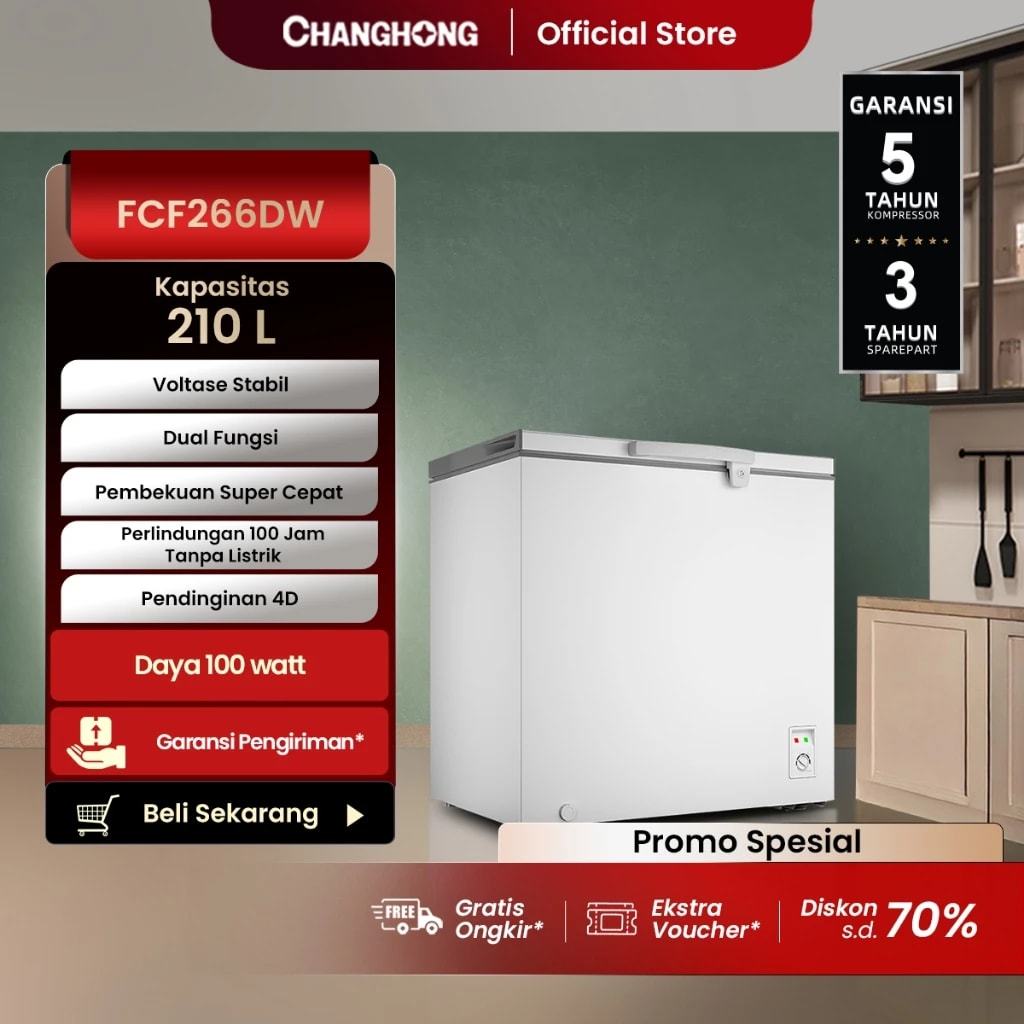 CHEST FREEZER BOX CHANGHONG FCF-266DW 220 LITER 100 WATT