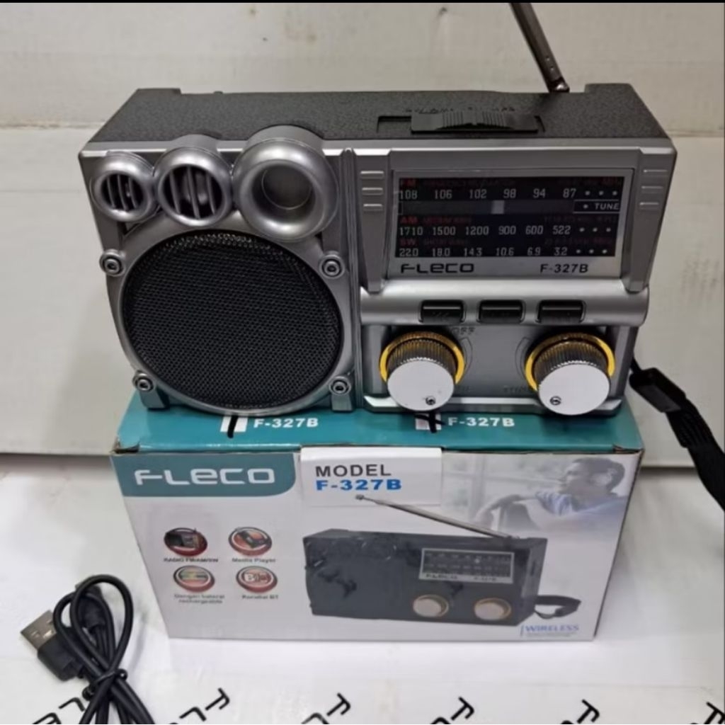 Radio Fleco F-327B FM/AM/SW/MP3 3 Band Speaker Radio Jadul Classic Design