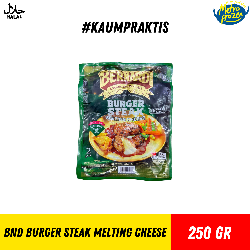 

BERNARDI Burger Steak Melting Cheese 250gr //petties daging sapi dan ayam denga keju