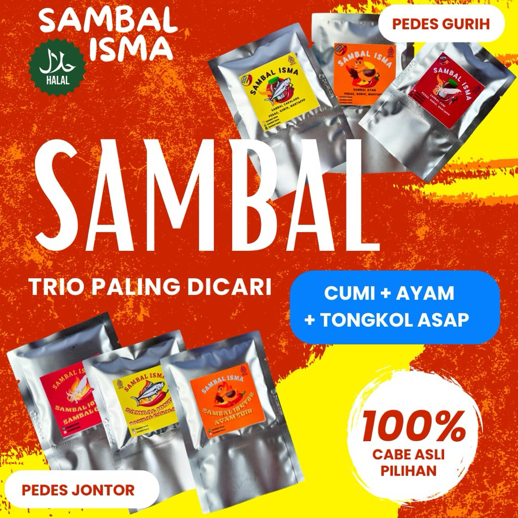 

Kombinasi Pas Trio Sambal Cumi + Ayam + Tongkol Asap Paling Dicari Paling Laris