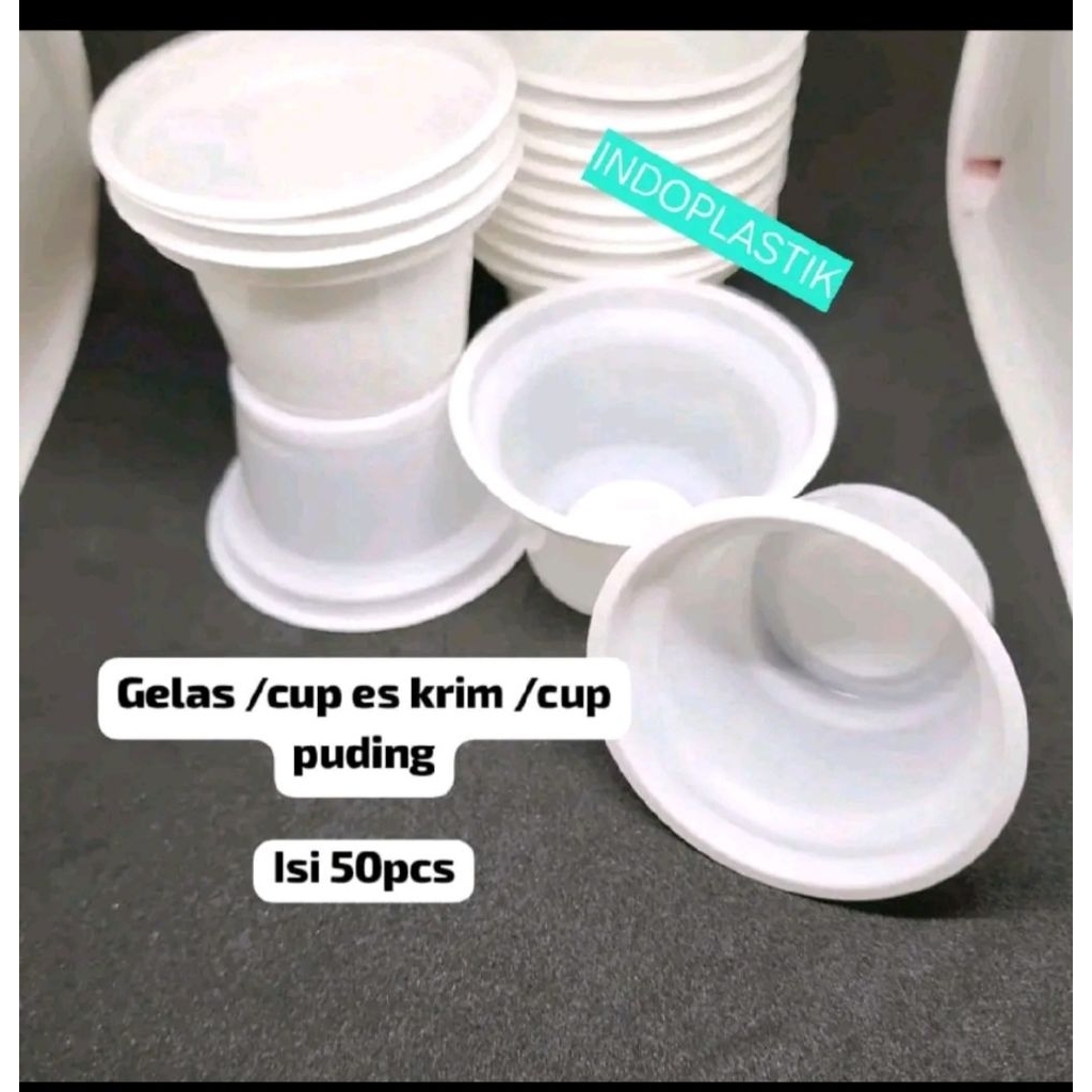 CUP PUDING 50ml ISI 25pcs dan 50 pcs CUP AGAR PUTIH SUSU GELAS CUP PLASTIK PUTIH SUSU KECIL CUP ES