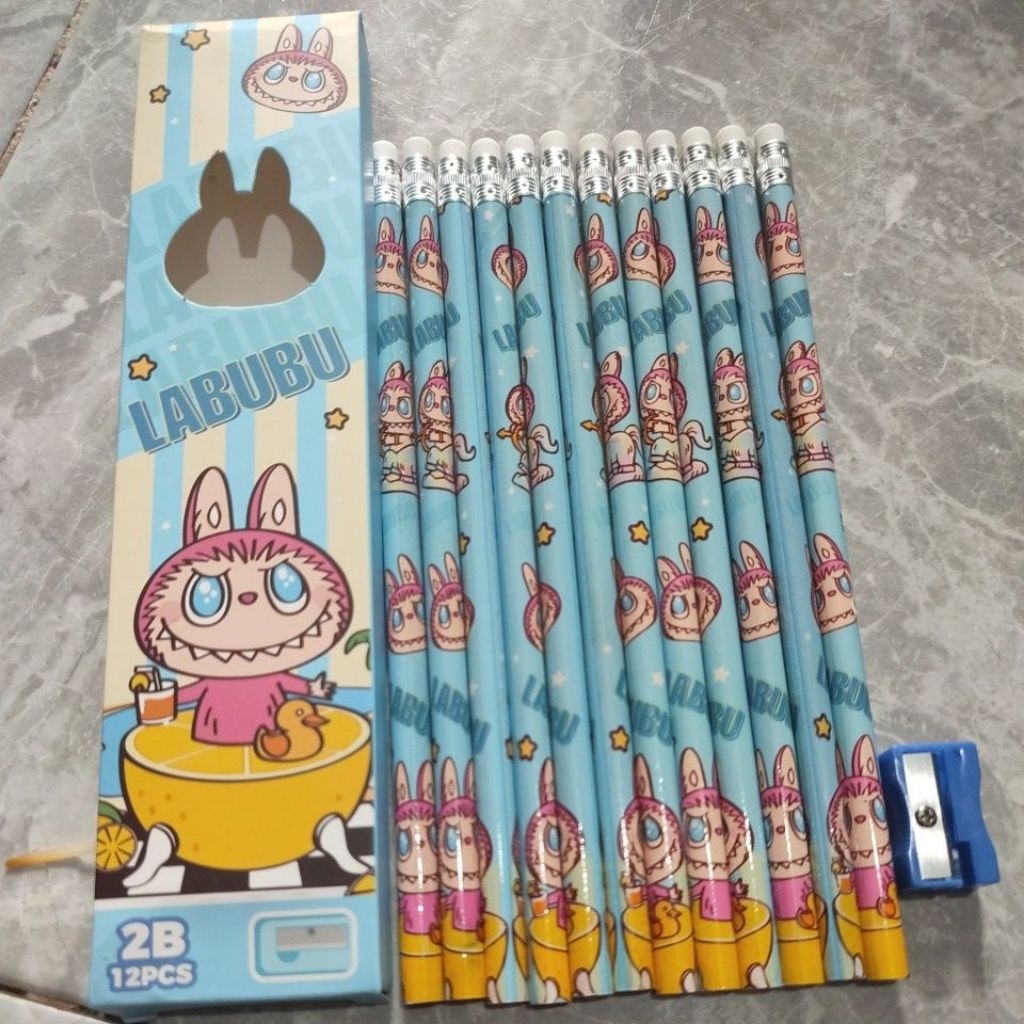 

pensil karakter Sanrio Labubu isi 12 pcs free rotan