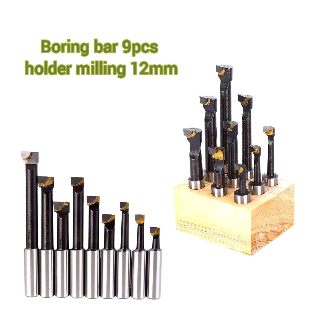 KS00330 boring bar 9pcs holder milling 12mm pisau pahat boring head