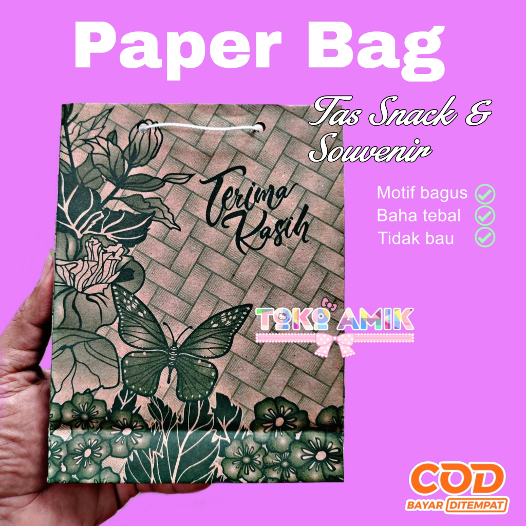 

(50pcs) PaperBag Batik/Tas snack & souvenir Uk kecil 14x4.5x18
