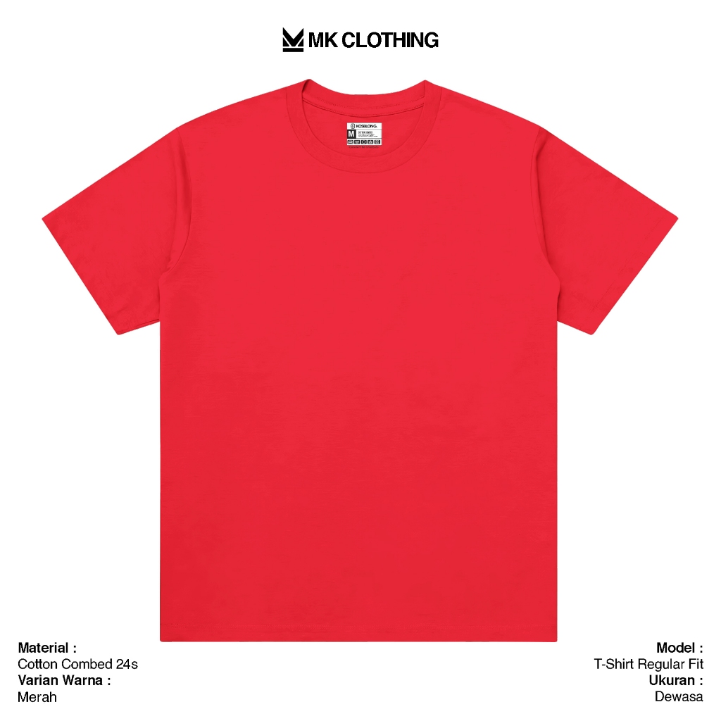 Kaos Polos 24s Dewasa Pria dan Wanita Unisex Lengan Pendek- Merah