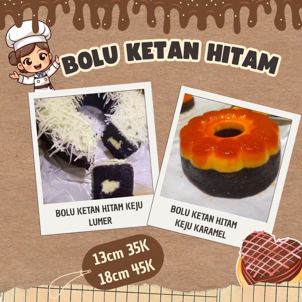 

BOLU KETAN HITAM KEJU LUMER & KARAMEL