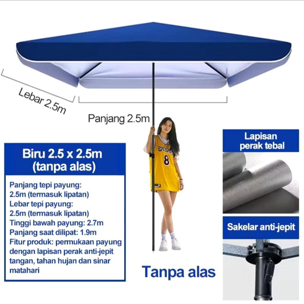 Payung Tenda 250cm Payung Kotak Payung Jualan Payung Pantai Taman