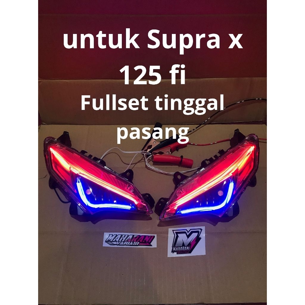 lampu alis Supra x 125 fi set reflektor tinggal colok soket sein Supra x 125 fi fullset