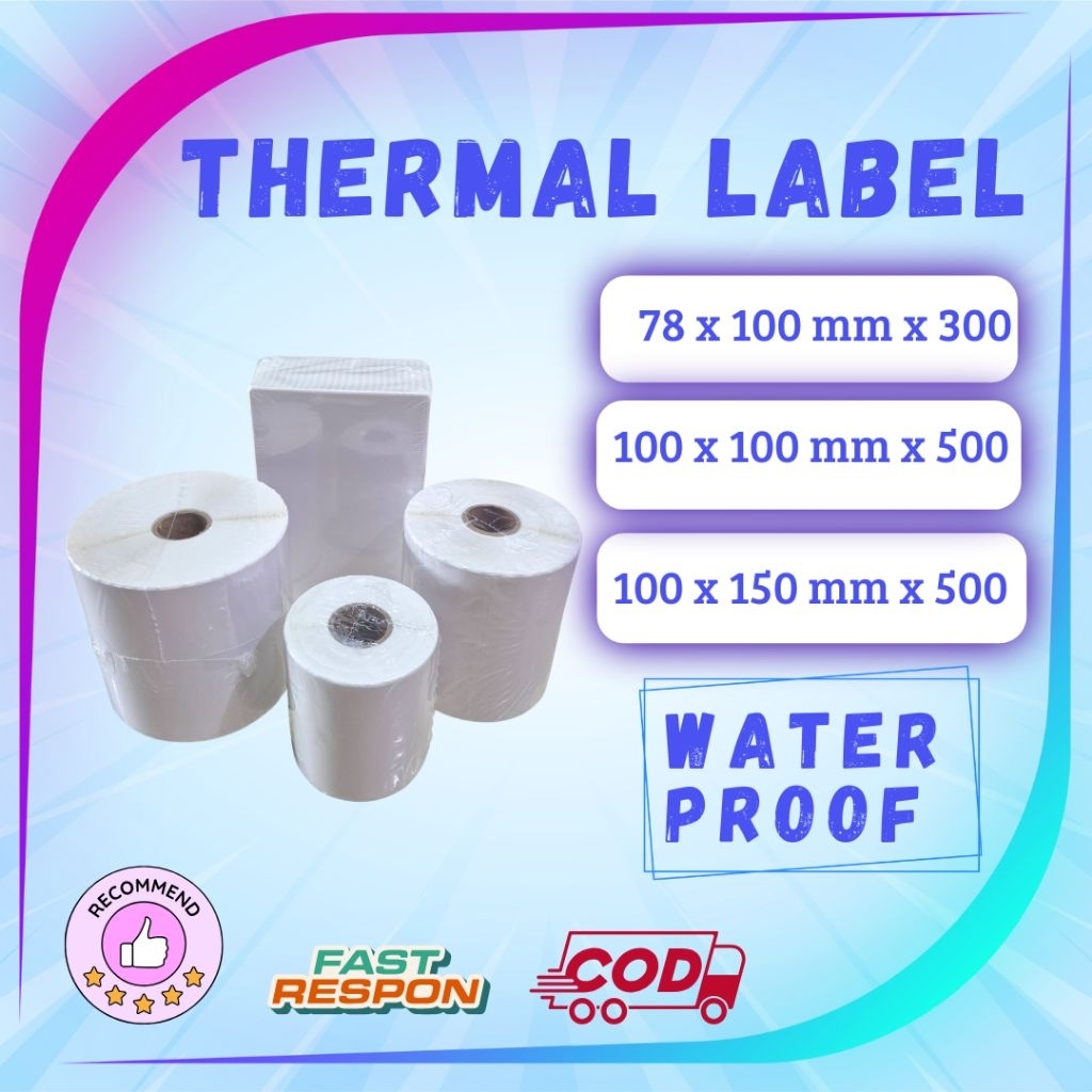 

Print Resi Kertas Thermal Label Stiker Ukuran 78x100, 100x100, 100x150