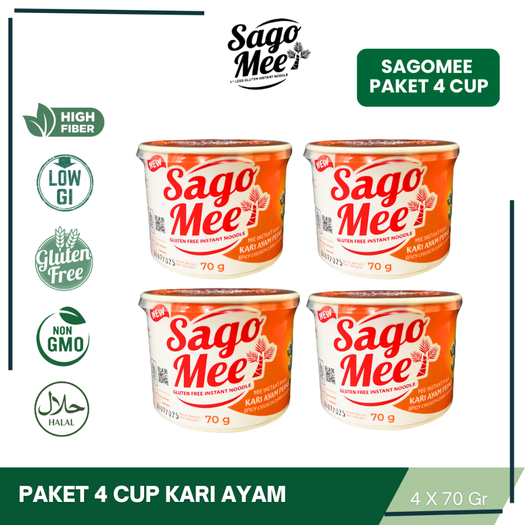 

SAGO MEE PAKET KARI AYAM 4 CUP SAGOMEE MIE INSTAN ENAK SEHAT GLUTEN FREE