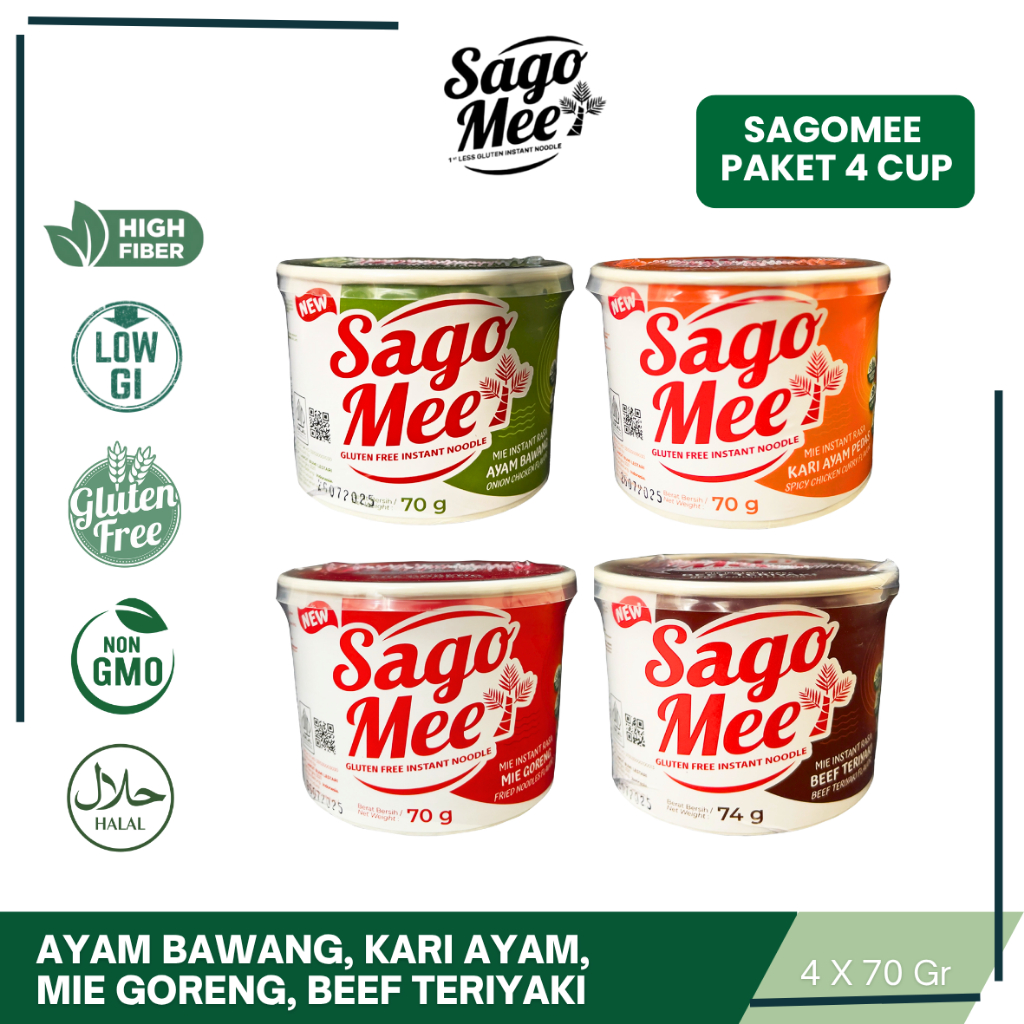 

SAGO MEE PAKET 4 CUP C SAGOMEE MIE INSTAN ENAK SEHAT GLUTEN FREE (AB KA MG TR)