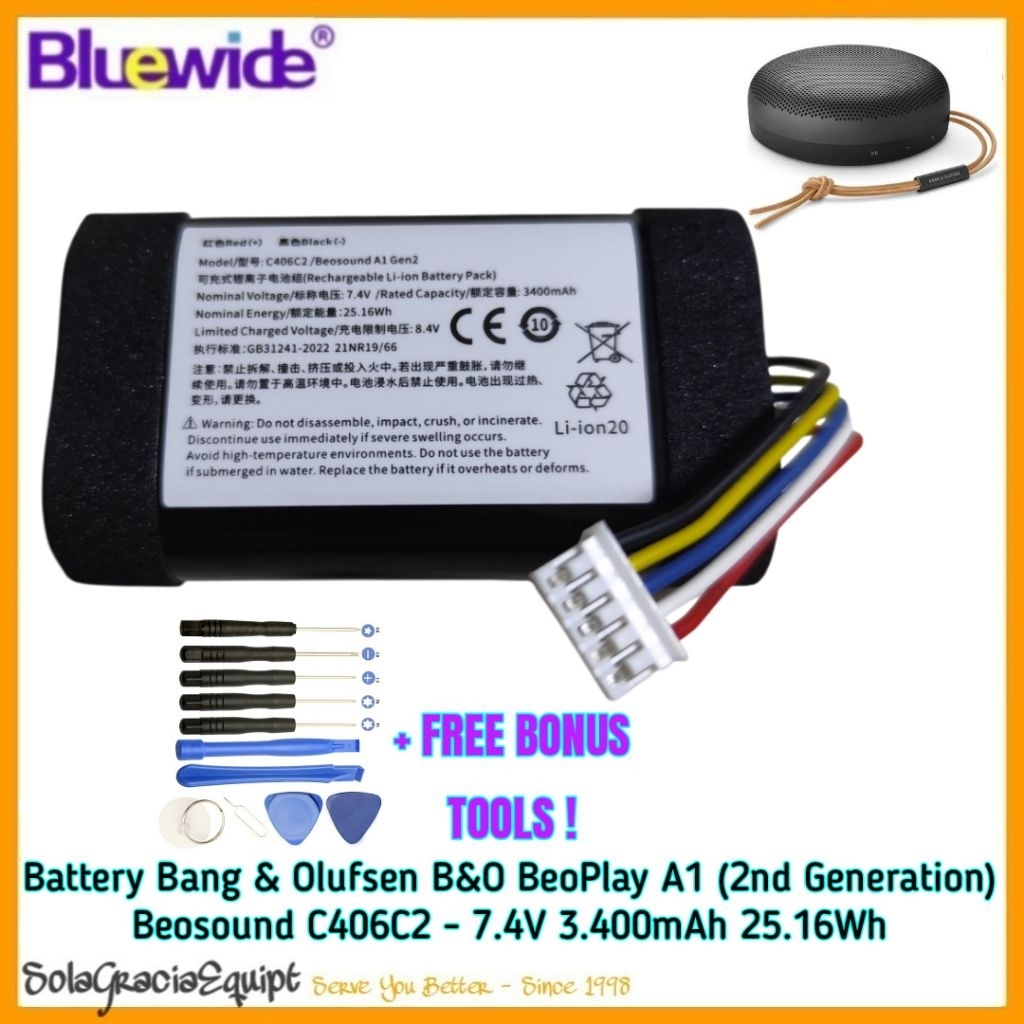 Batre / Baterai / Battery Bang & Olufsen B&O BeoPlay A1 (2nd Gen) Beosound C406C2 - 7.4V 3.400mAh 25