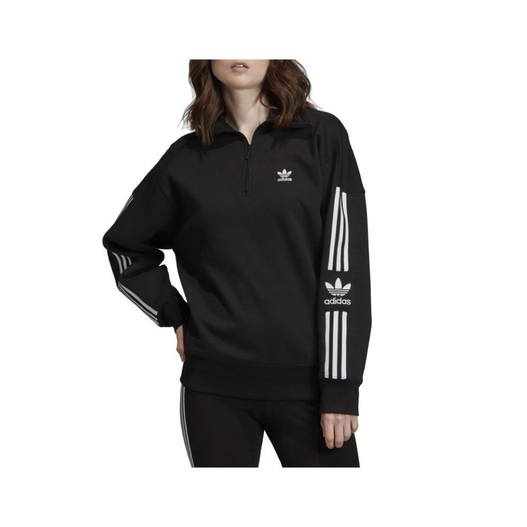 Adidas Originals Women’s 1/4 Zip Sweatshirt Black Trefoil - Second