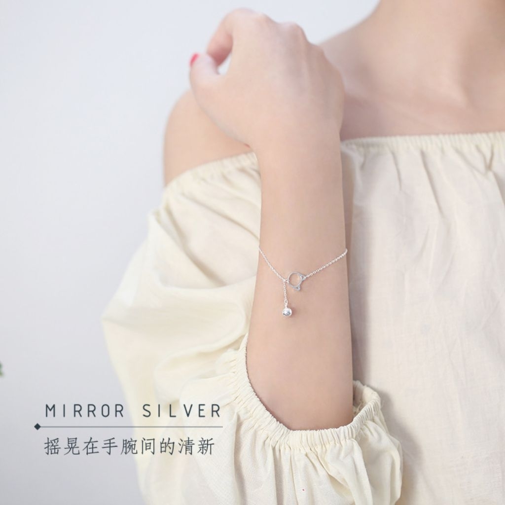Gelang Titanium Asli Wanita - Mirror Silver