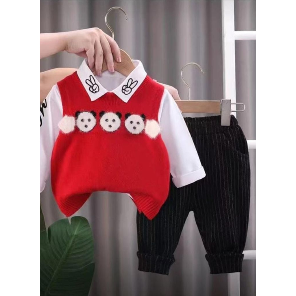 setelan rompi rajut baby anak cowok